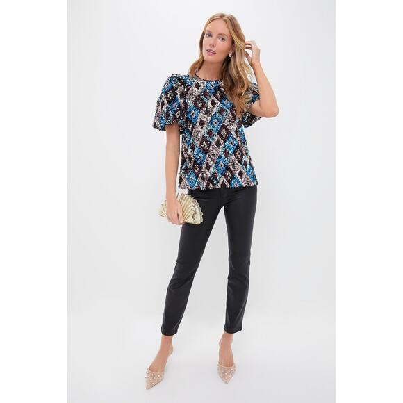 POMANDER PLACE Multi Sequin Jada Blouse Size M NWT Retail $128 Tuckernuck - Picture 4 of 7
